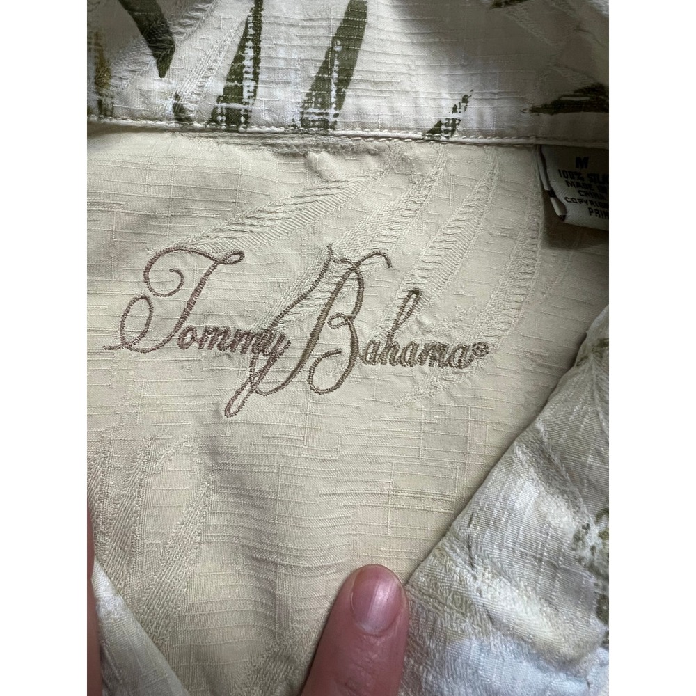 Tommy Bahama Mens SILK Hawaiian Shirt Yellow Bamboo Floral Short Sleeve Resort - Picture 3 of 12